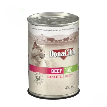 Bonacibo Adult Cat Beef – Chunks in Jelly 400 g Canned