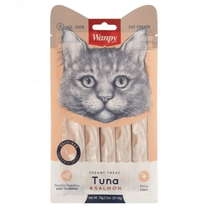 Wanpy Adult Cat Creamy Lickable Treats Tuna & Salmon