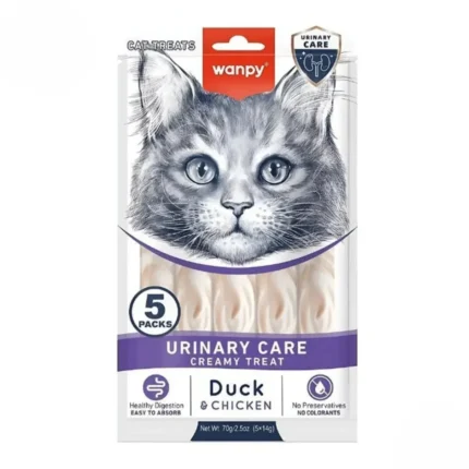 Wanpy Adult Cat Functional Creamy Lickable Treat – Duck & Chicken (Urinary Care) 70 g Pouch